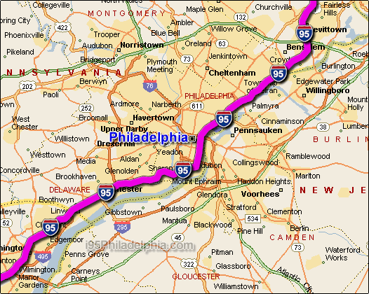Interstate 95 Philadelphia map